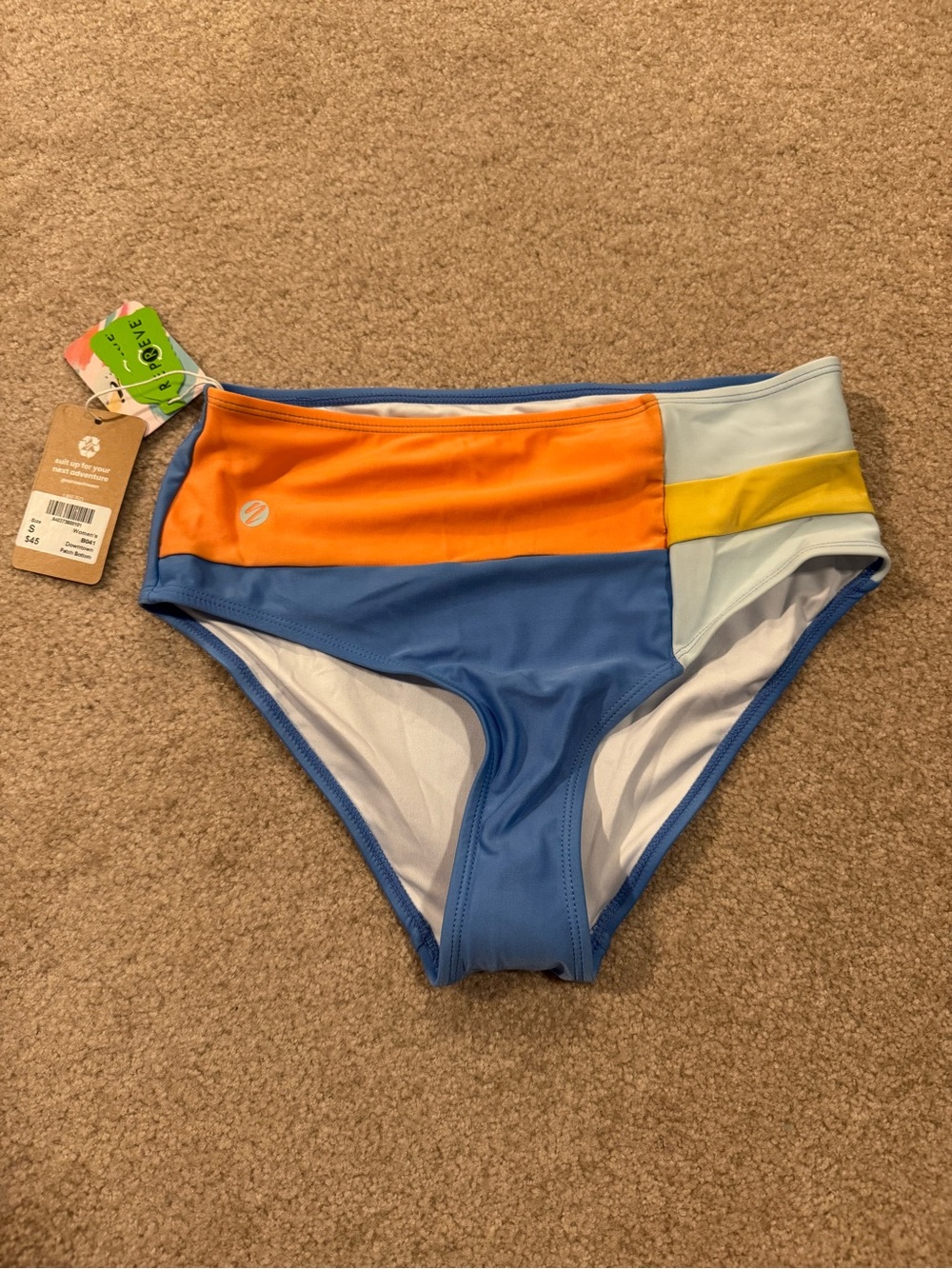 NWT Nani swim downtown patch Swim Bottoms in Blue, Orange & Yellow